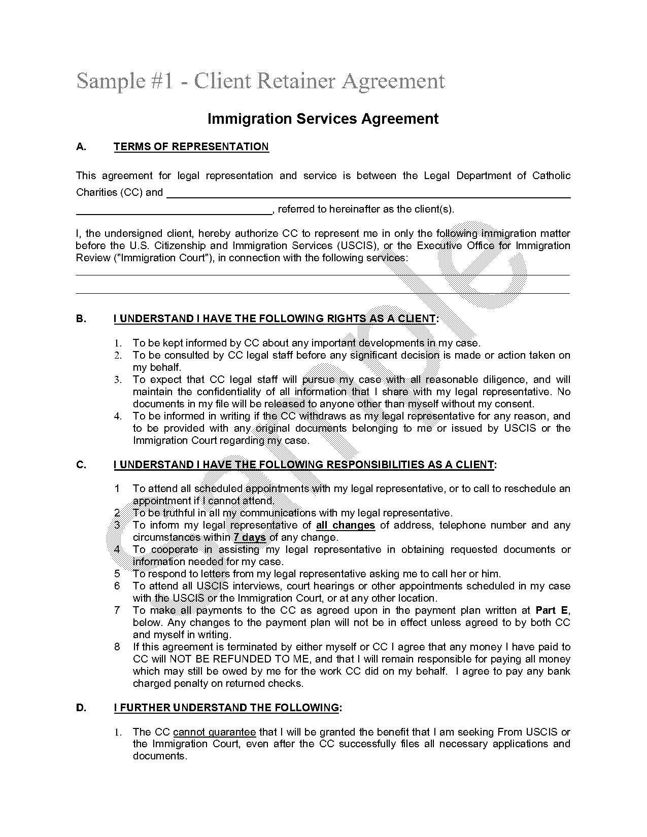 lawyer retainer contract sample