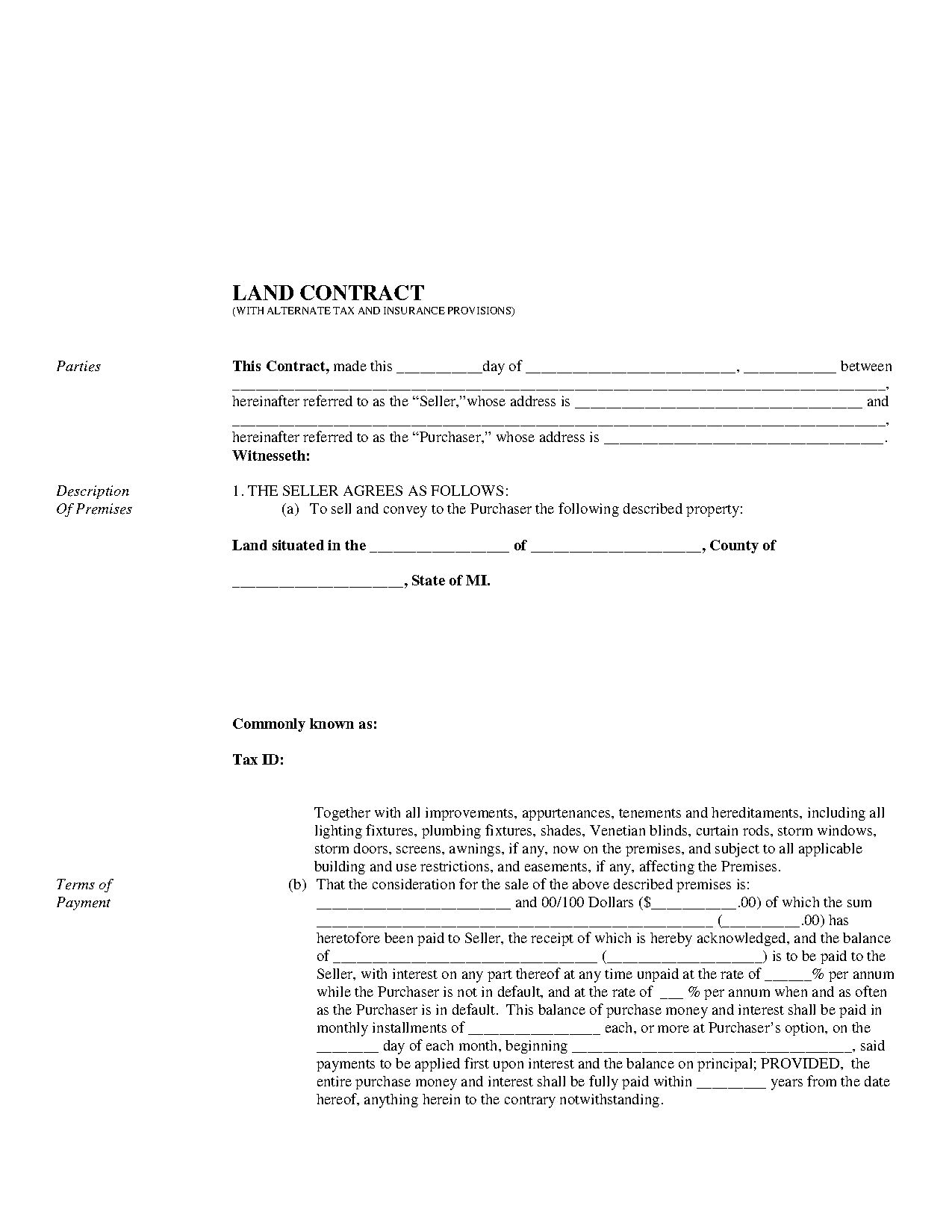 michigan land contracts laws