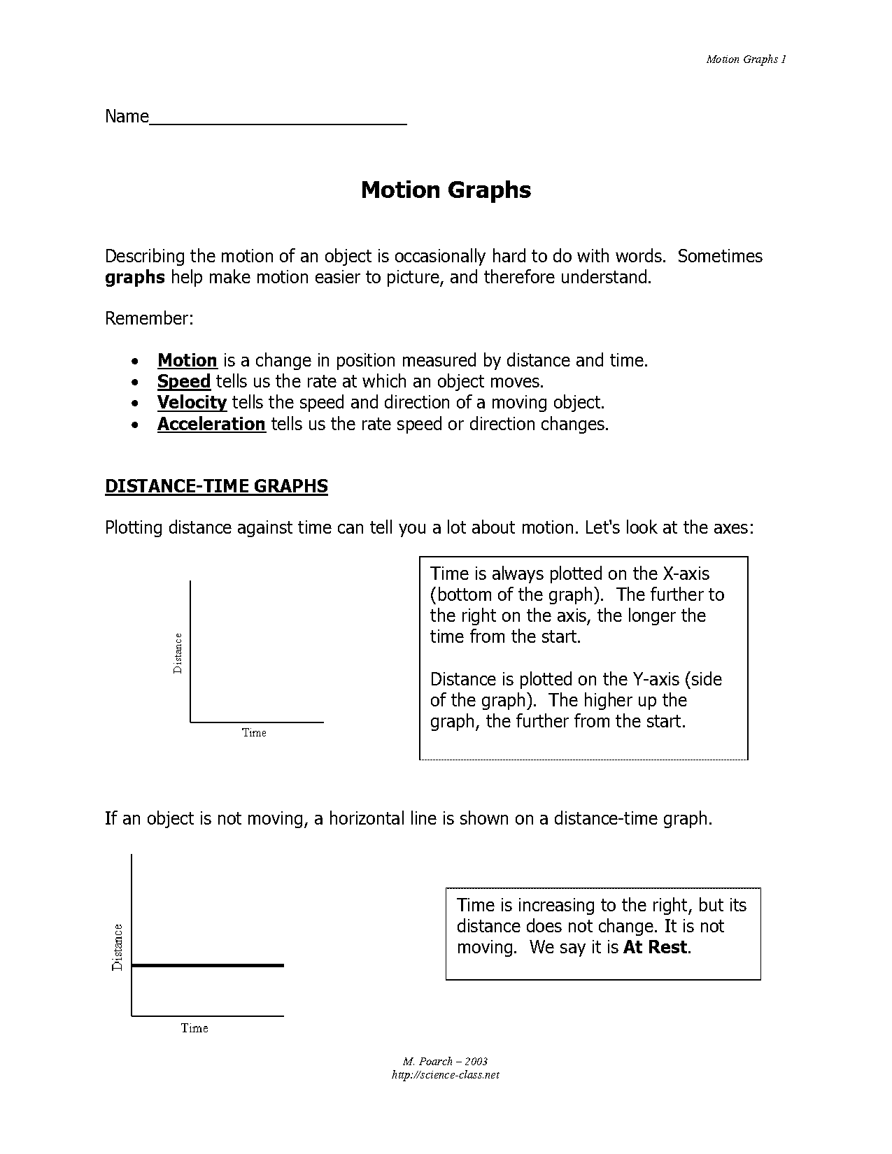 graphing distance vs time worksheet pdf