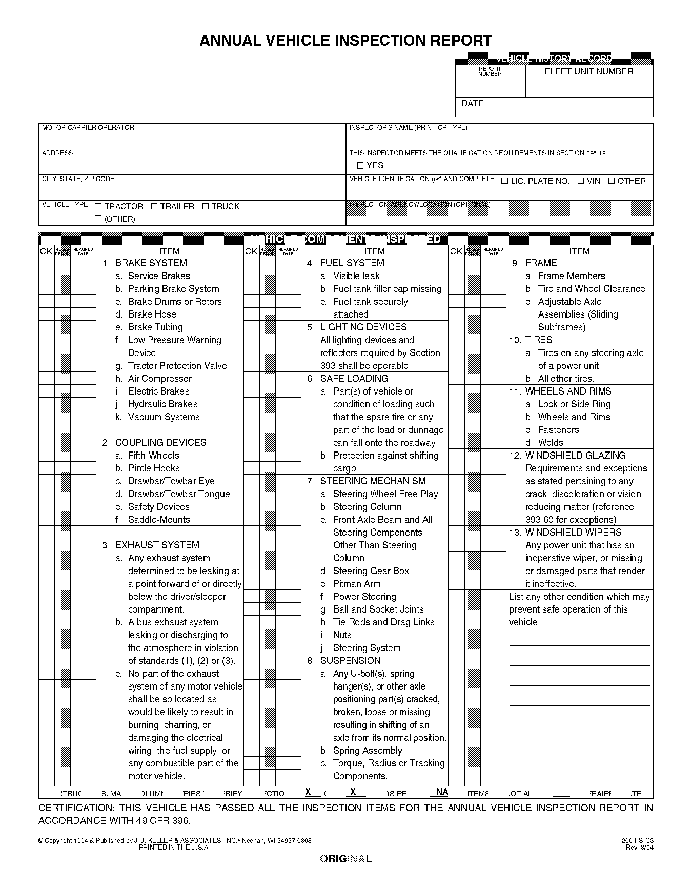 free vehicle checklist template excel