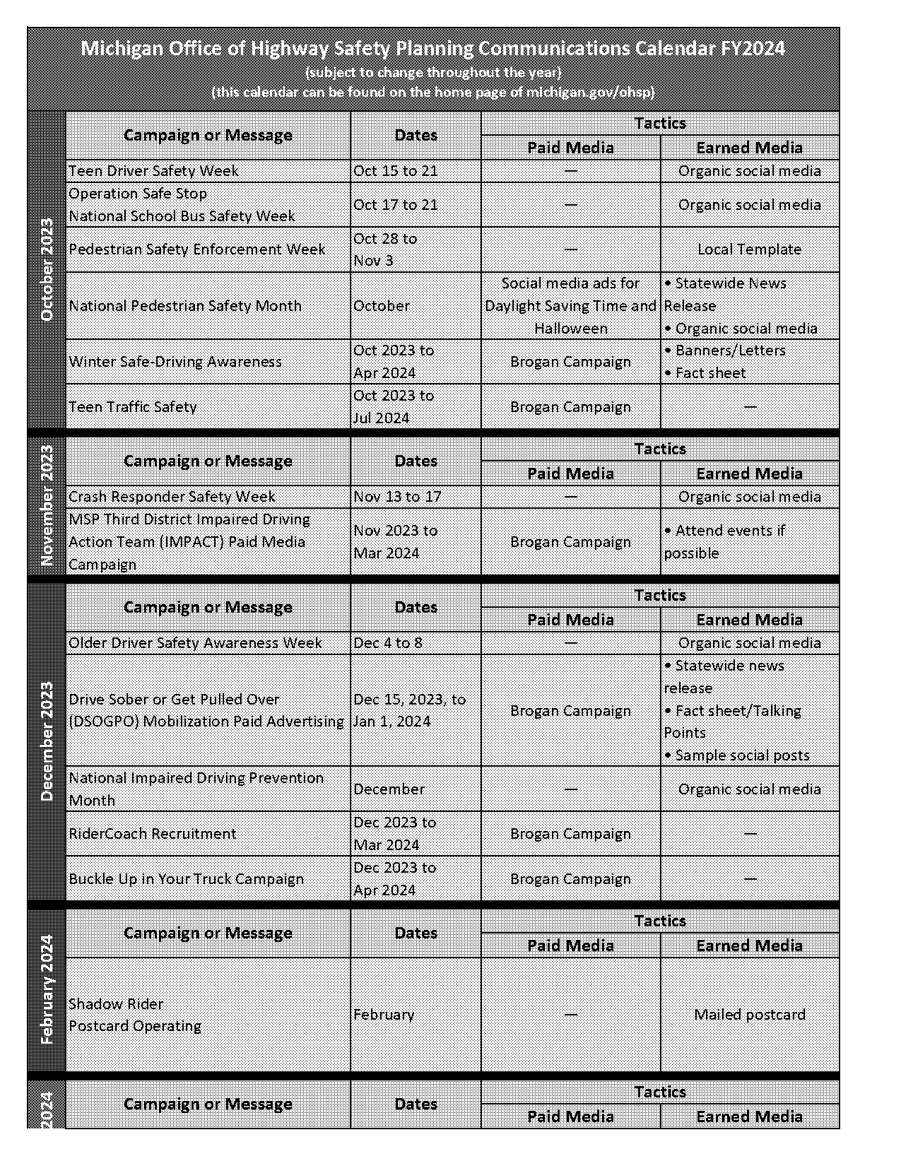 news release calendar template