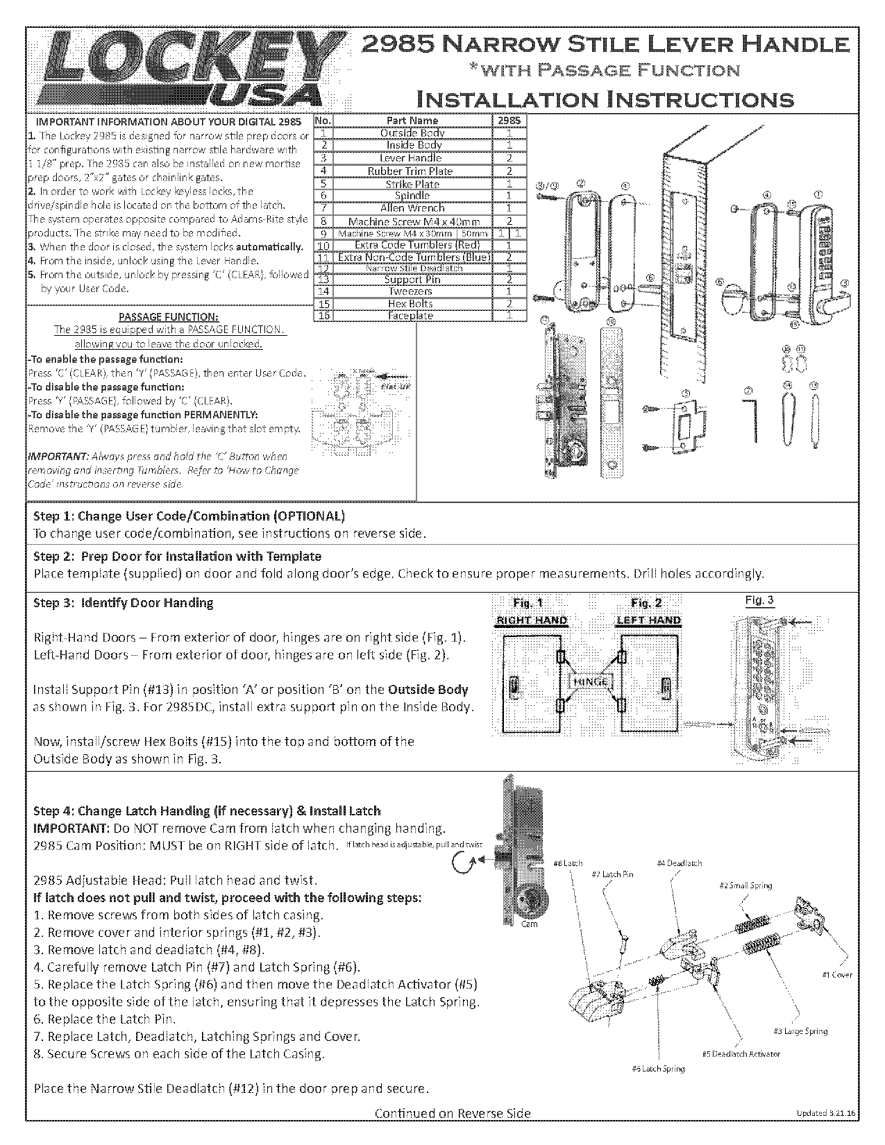 digital door lock fitting instructions