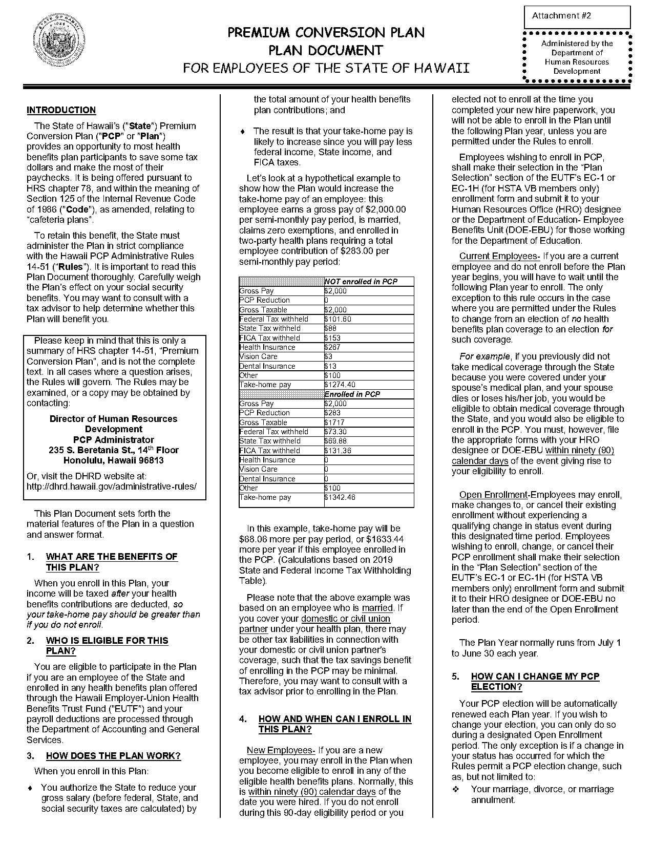 city and county of honolulu premium conversion plan