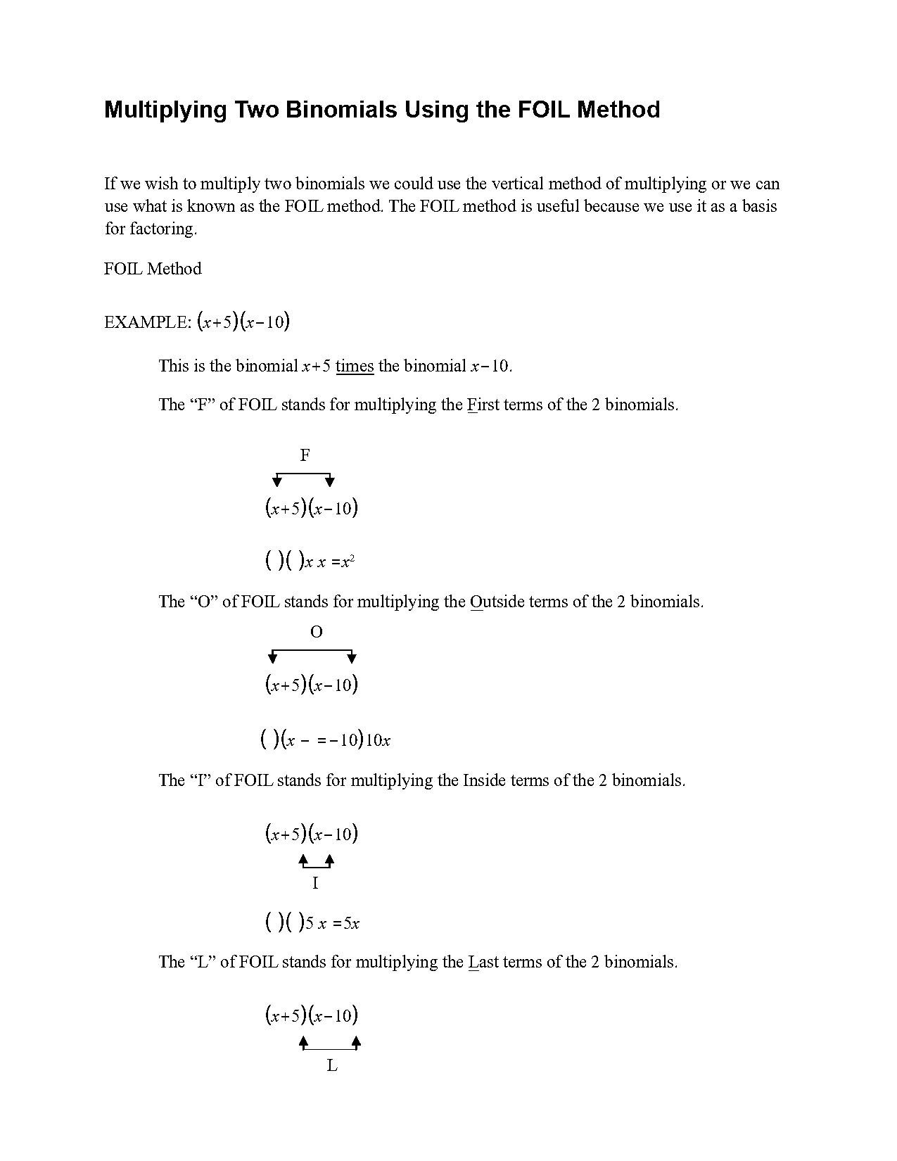 multiplying binomials using foil worksheet answers