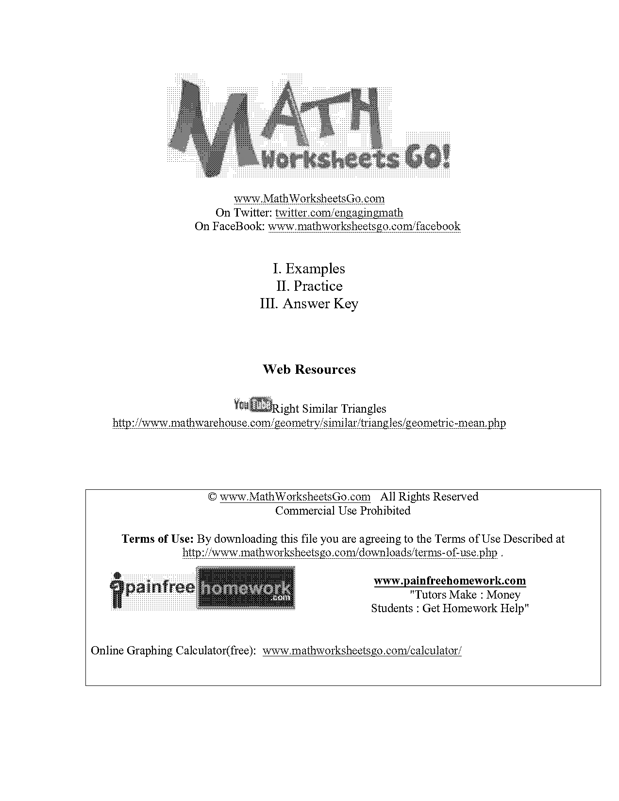 worksheet on finding geometric mean altitude