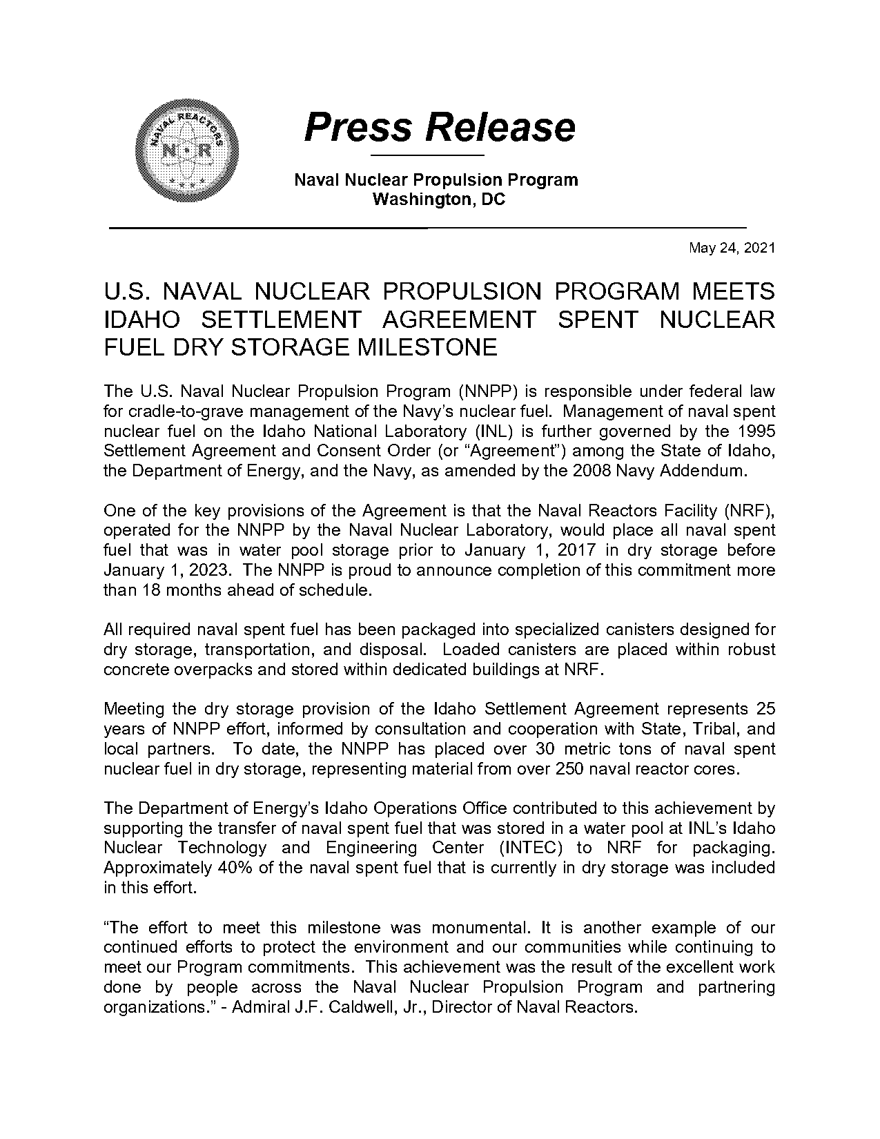 dry press release earlier