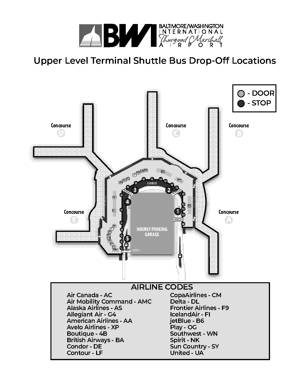 bwi terminal map frontier