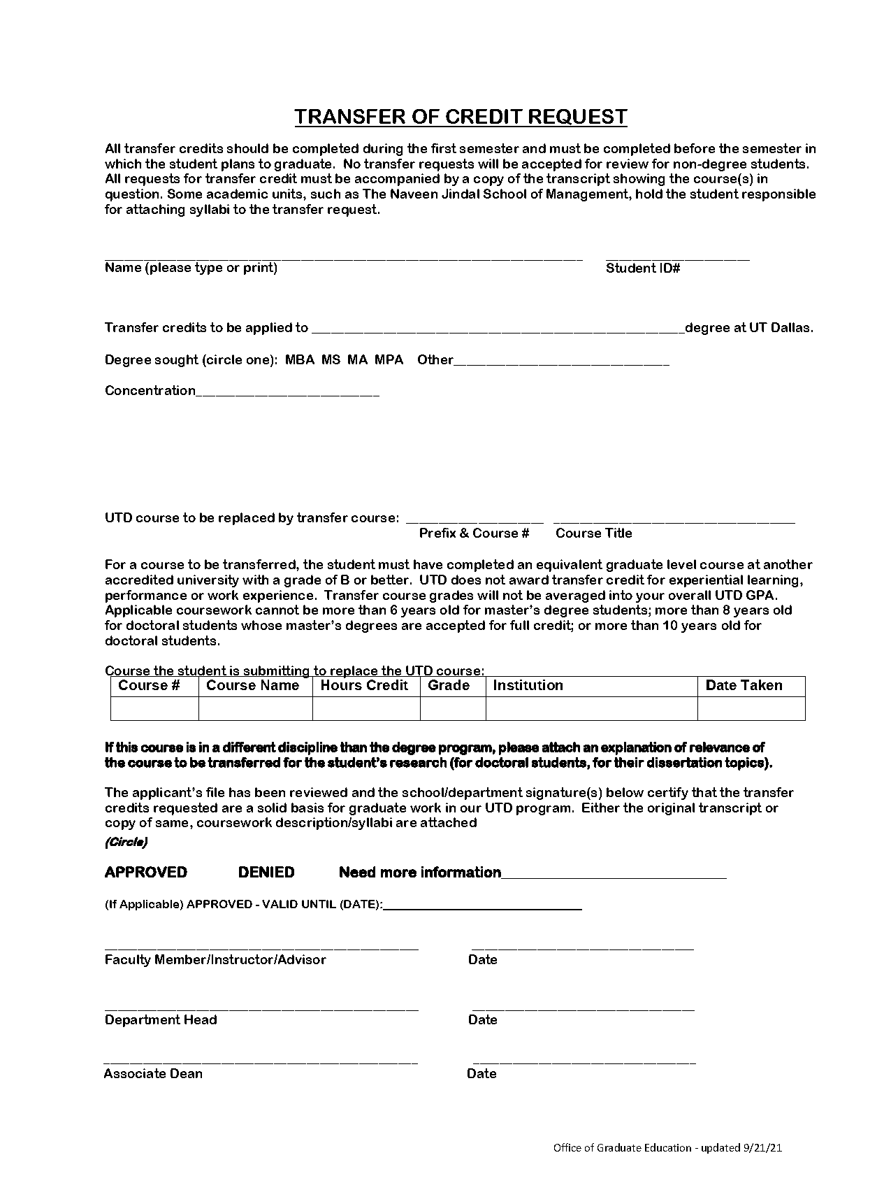 order transcript from utd