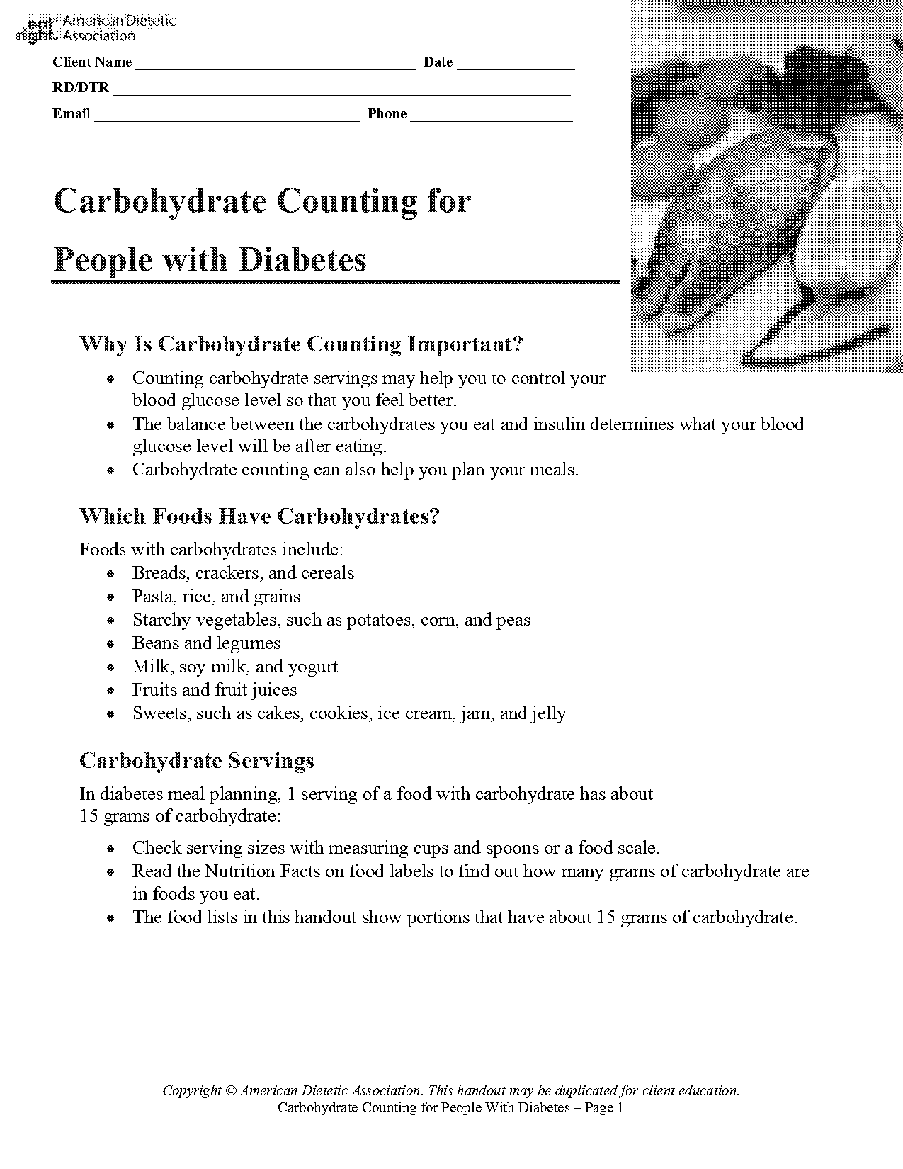 carbohydrate counting reference tables