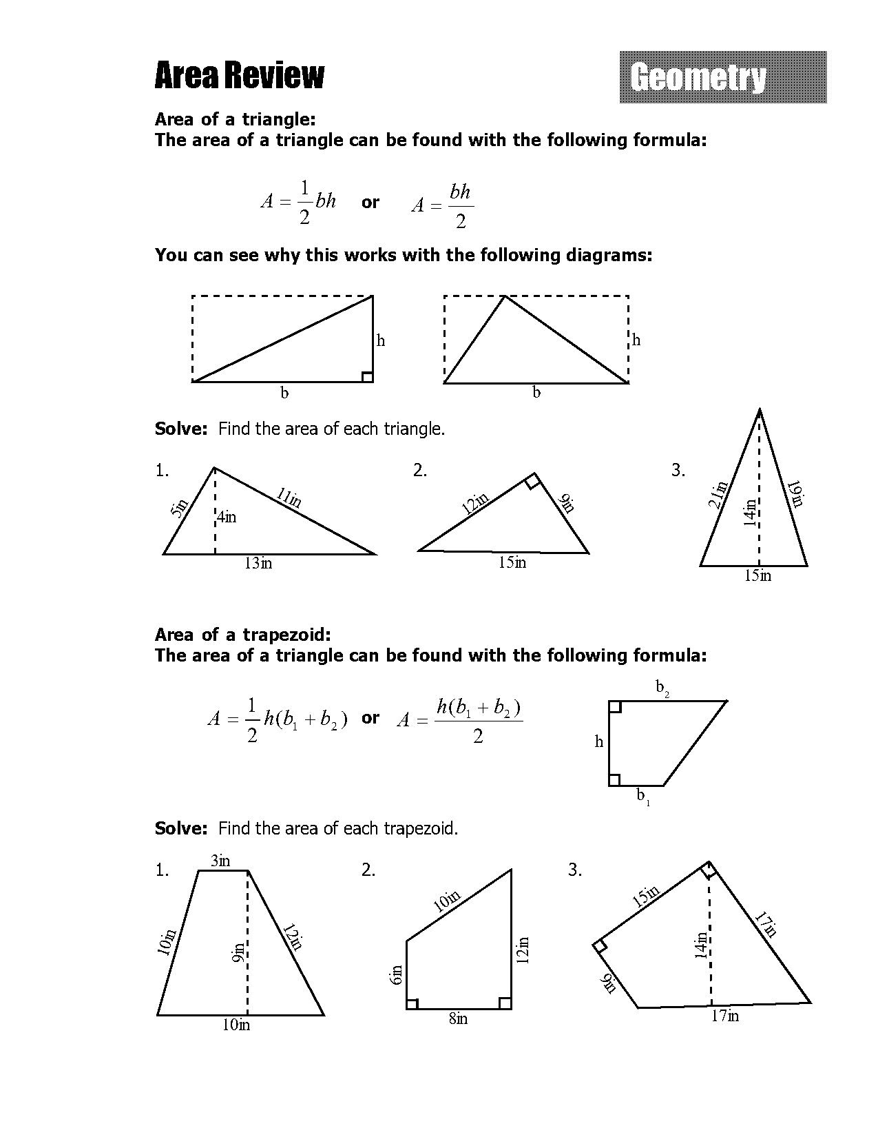 area of regular polygon worksheet