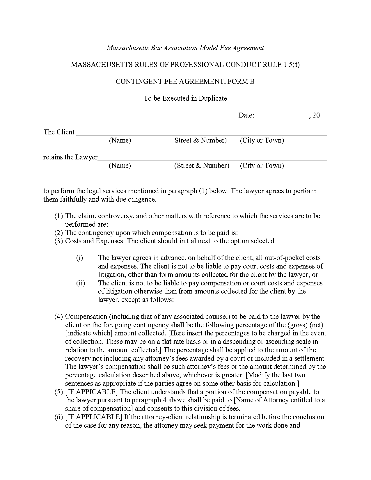 attorney sample fee agreement