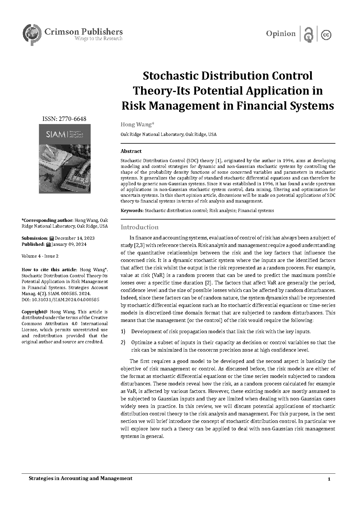 potential applications that can be developed based a stochastic model