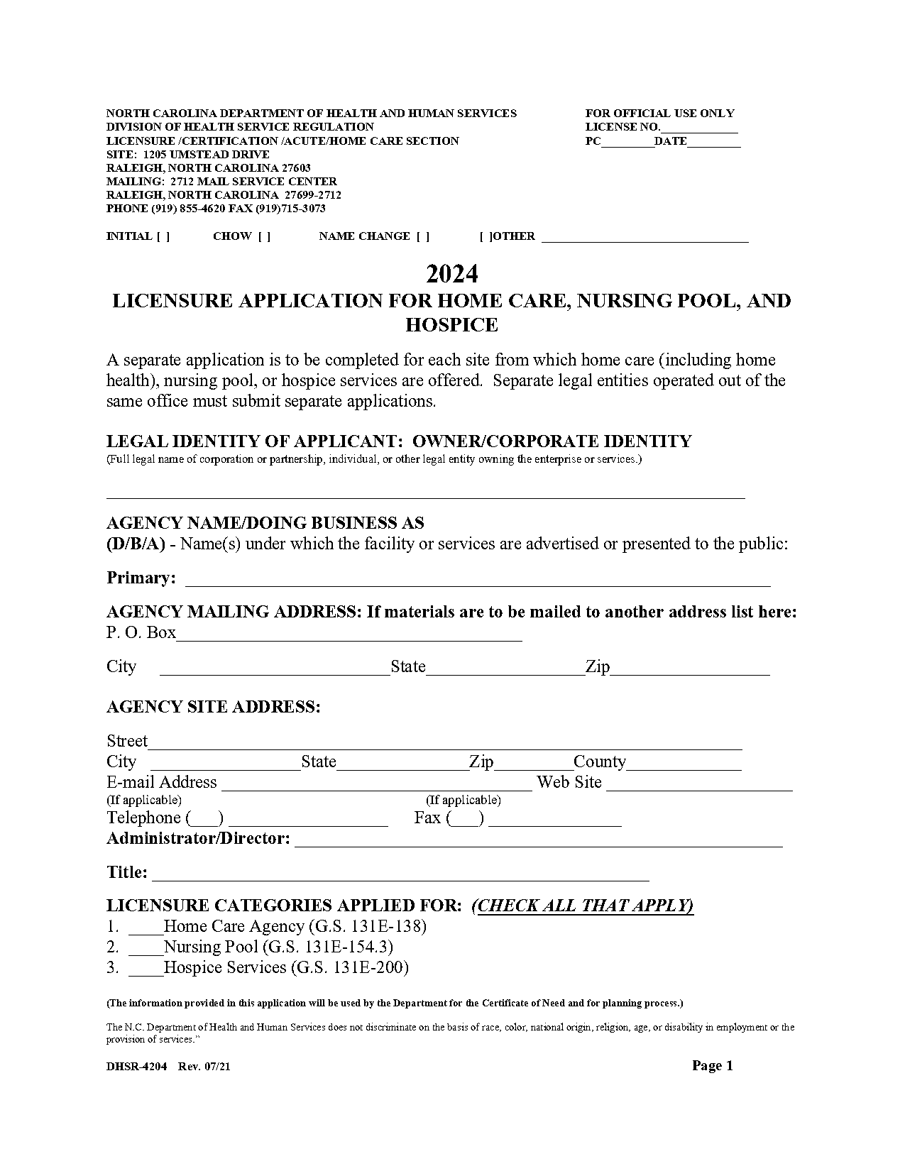 north carolina dme license application