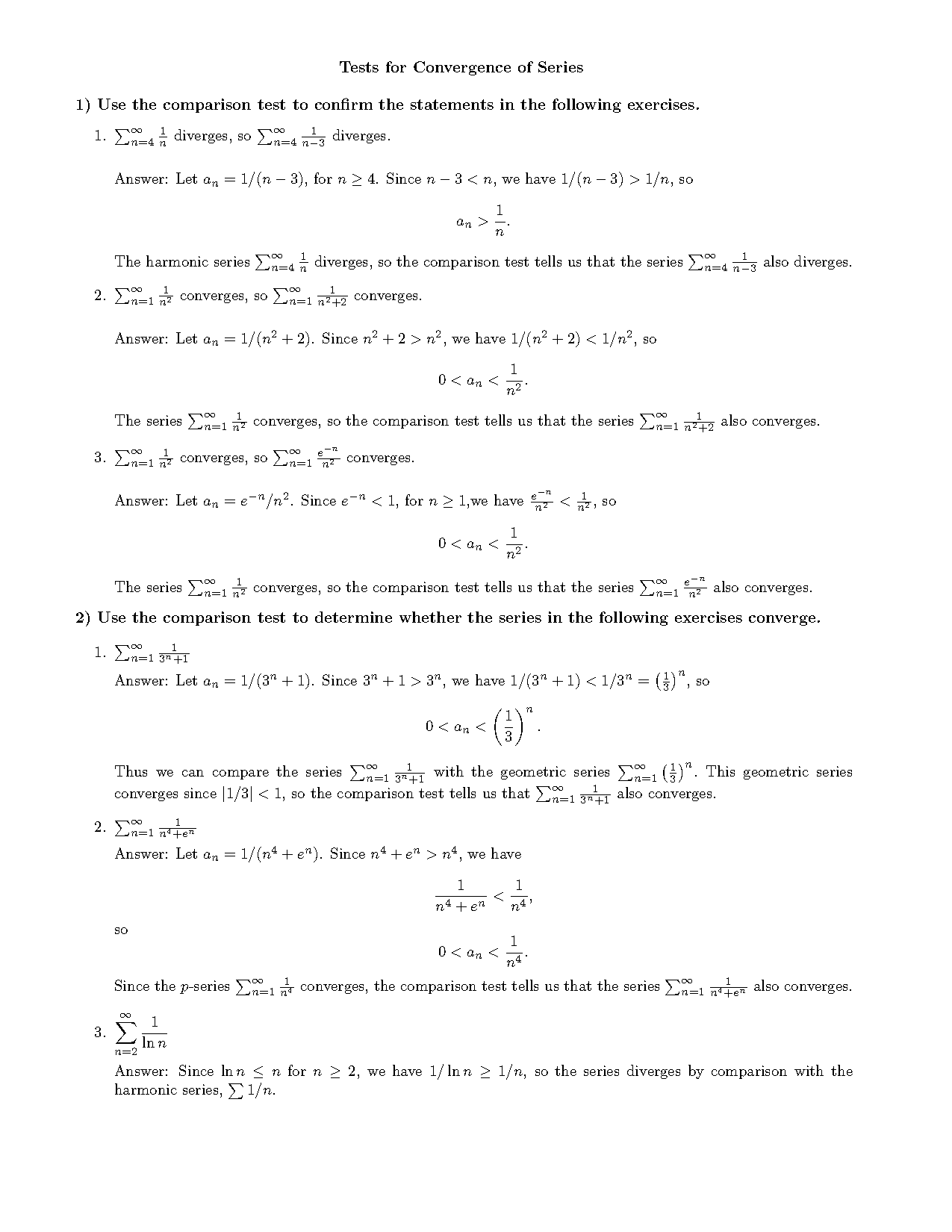 convergence test for series examples